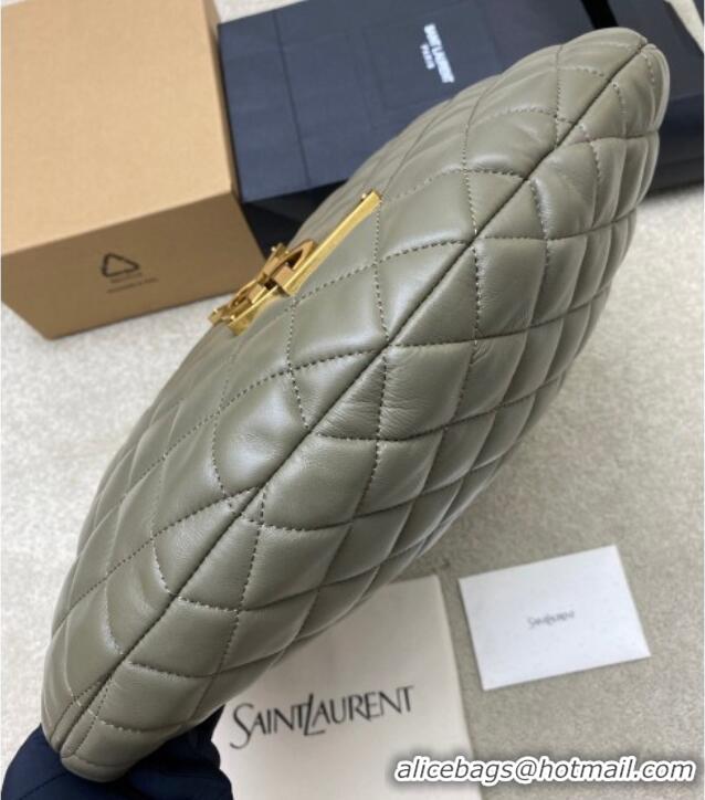 Unique Grade Saint Laurent Icarino Hobo Bag in Quilted Nappa Leather 858160 Dusty Green 2025