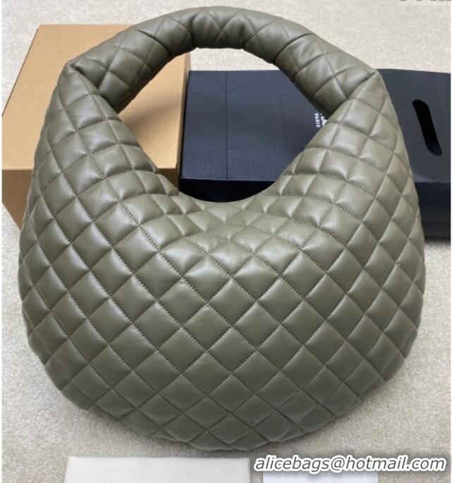 Unique Grade Saint Laurent Icarino Hobo Bag in Quilted Nappa Leather 858160 Dusty Green 2025