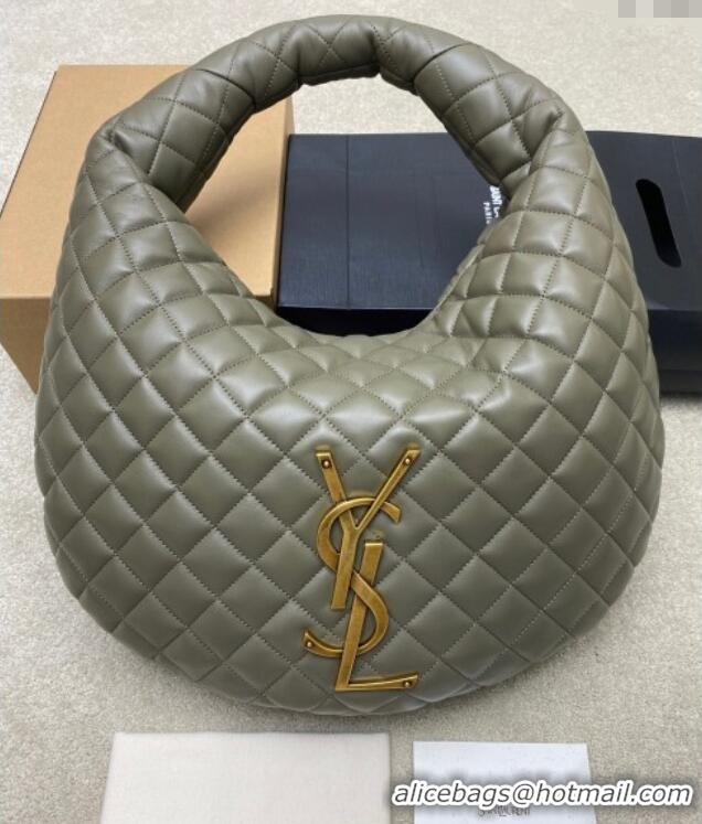 Unique Grade Saint Laurent Icarino Hobo Bag in Quilted Nappa Leather 858160 Dusty Green 2025