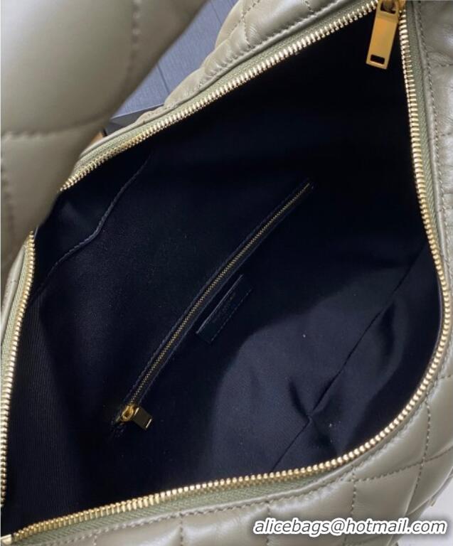 Unique Grade Saint Laurent Icarino Hobo Bag in Quilted Nappa Leather 858160 Dusty Green 2025