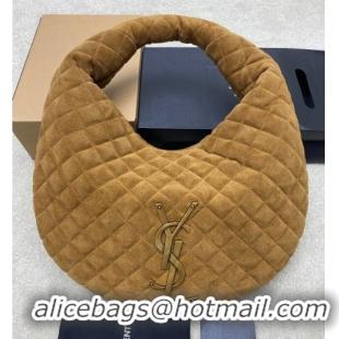 Promotional Saint Laurent Icarino Hobo Bag in Quilted Suede 858160 Caramel Cognac Brown 2025