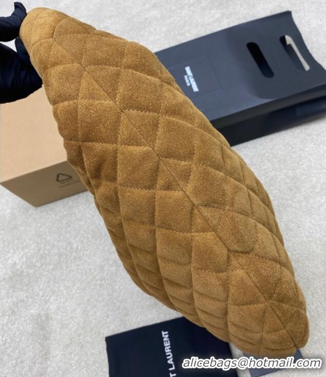 Promotional Saint Laurent Icarino Hobo Bag in Quilted Suede 858160 Caramel Cognac Brown 2025