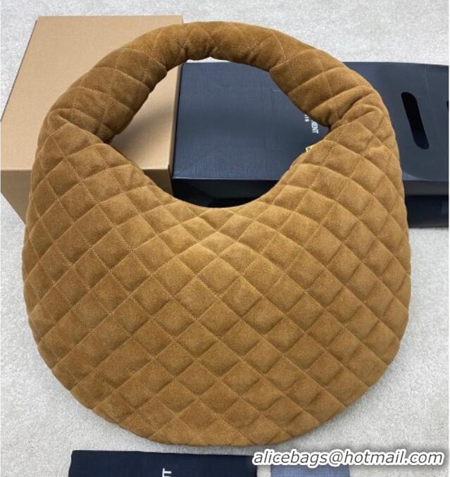 Promotional Saint Laurent Icarino Hobo Bag in Quilted Suede 858160 Caramel Cognac Brown 2025