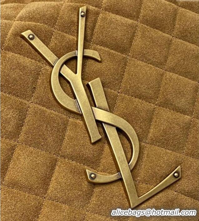 Promotional Saint Laurent Icarino Hobo Bag in Quilted Suede 858160 Caramel Cognac Brown 2025