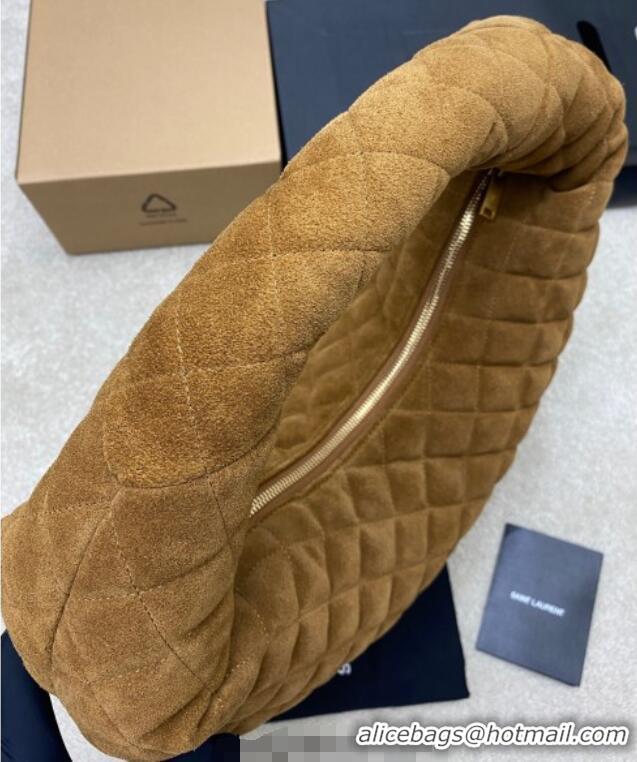 Promotional Saint Laurent Icarino Hobo Bag in Quilted Suede 858160 Caramel Cognac Brown 2025
