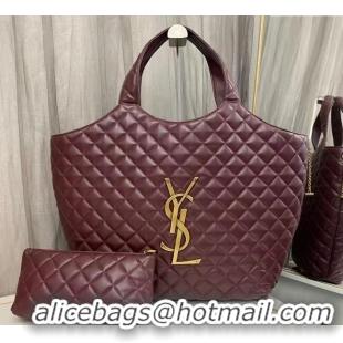 Trendy Design Saint Laurent Icare Maxi Shopping Bag in Quilted Nappa Leather 698651 Burgundy 2025