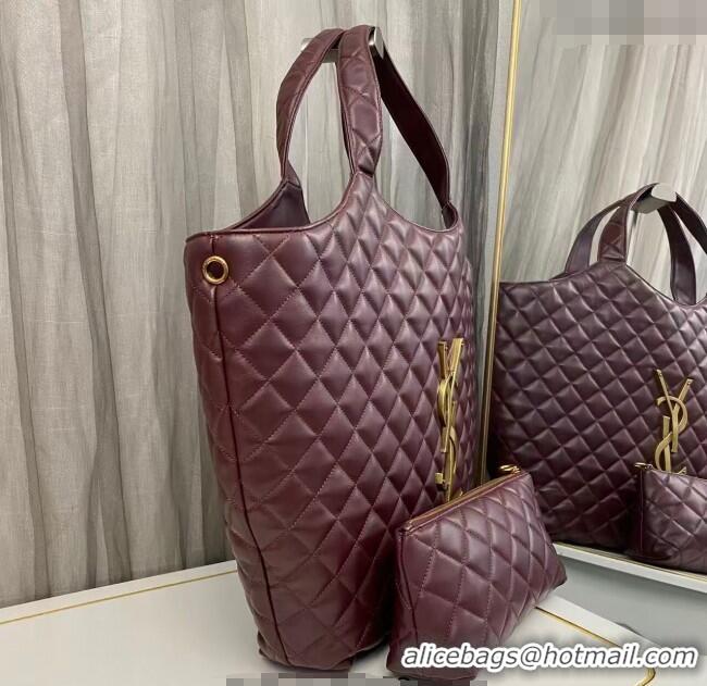 Trendy Design Saint Laurent Icare Maxi Shopping Bag in Quilted Nappa Leather 698651 Burgundy 2025