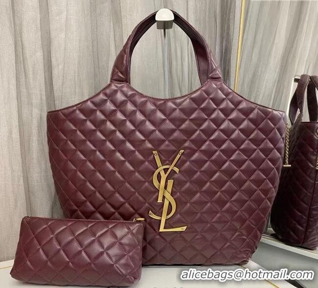 Trendy Design Saint Laurent Icare Maxi Shopping Bag in Quilted Nappa Leather 698651 Burgundy 2025