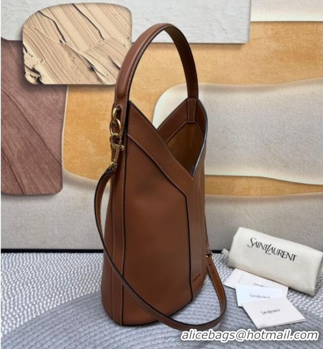 Super Quality Saint Laurent Y Top Handle Bucket Bag in Leather 840891 Brick Brown 2025