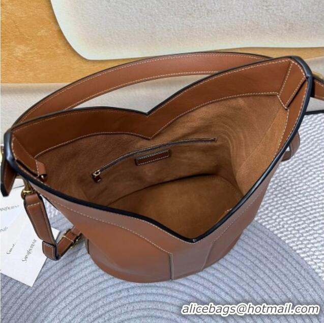 Super Quality Saint Laurent Y Top Handle Bucket Bag in Leather 840891 Brick Brown 2025