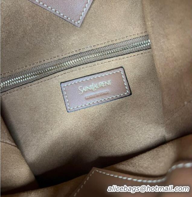 Super Quality Saint Laurent Y Top Handle Bucket Bag in Leather 840891 Brick Brown 2025