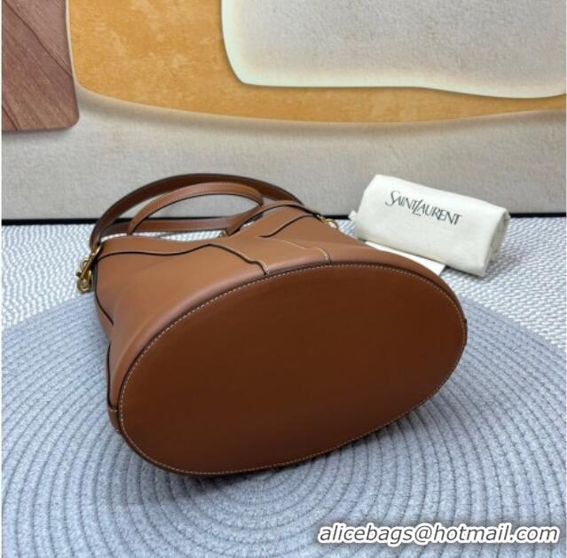 Super Quality Saint Laurent Y Top Handle Bucket Bag in Leather 840891 Brick Brown 2025