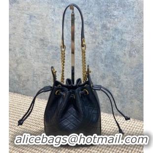 Top Quality Saint Laurent Cassandre Bucket Bag in Lambskin Leather 840886 Black 2025