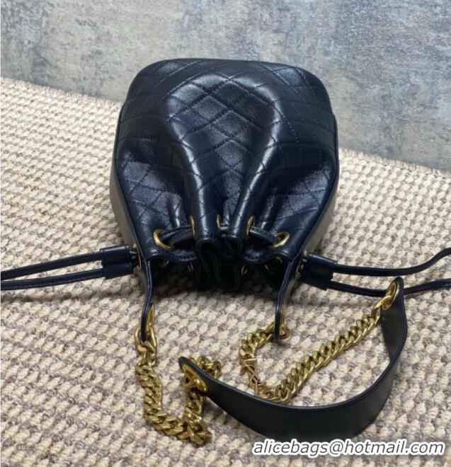 Top Quality Saint Laurent Cassandre Bucket Bag in Lambskin Leather 840886 Black 2025