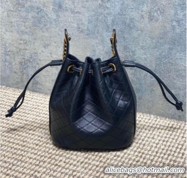Top Quality Saint Laurent Cassandre Bucket Bag in Lambskin Leather 840886 Black 2025