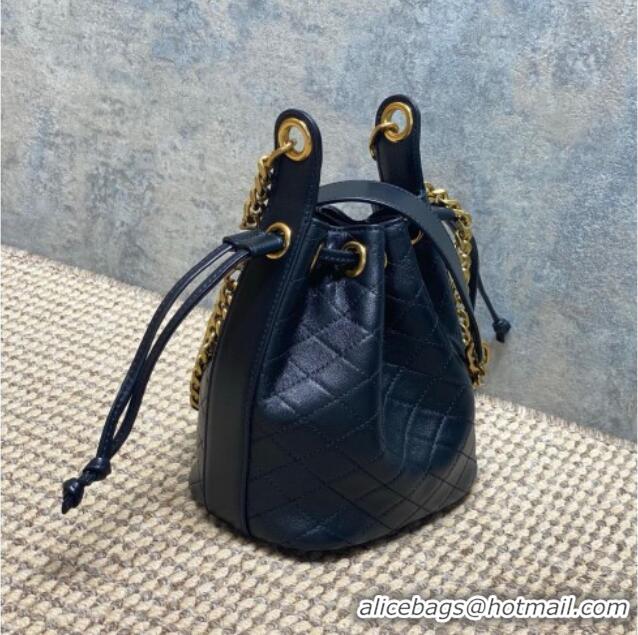 Top Quality Saint Laurent Cassandre Bucket Bag in Lambskin Leather 840886 Black 2025