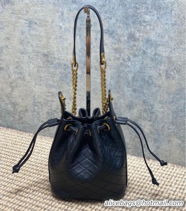 Top Quality Saint Laurent Cassandre Bucket Bag in Lambskin Leather 840886 Black 2025