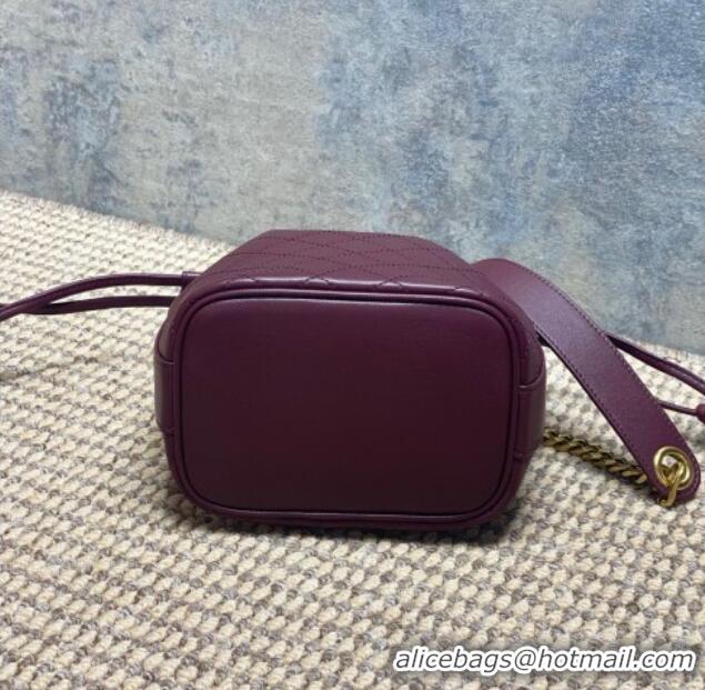 Best Discount Saint Laurent Cassandre Bucket Bag in Lambskin Leather 840886 Rouge Cabernet Burgundy 2025