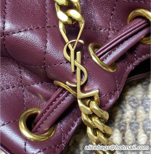 Best Discount Saint Laurent Cassandre Bucket Bag in Lambskin Leather 840886 Rouge Cabernet Burgundy 2025