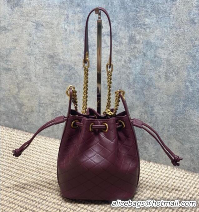 Best Discount Saint Laurent Cassandre Bucket Bag in Lambskin Leather 840886 Rouge Cabernet Burgundy 2025