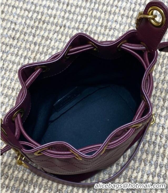 Best Discount Saint Laurent Cassandre Bucket Bag in Lambskin Leather 840886 Rouge Cabernet Burgundy 2025