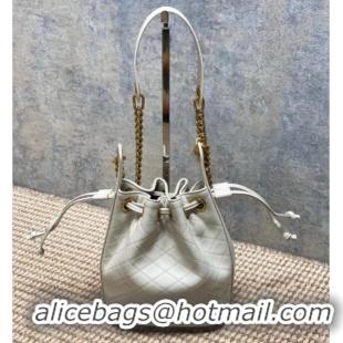 Super Quality Saint Laurent Cassandre Bucket Bag in Lambskin Leather 840886 White 2025