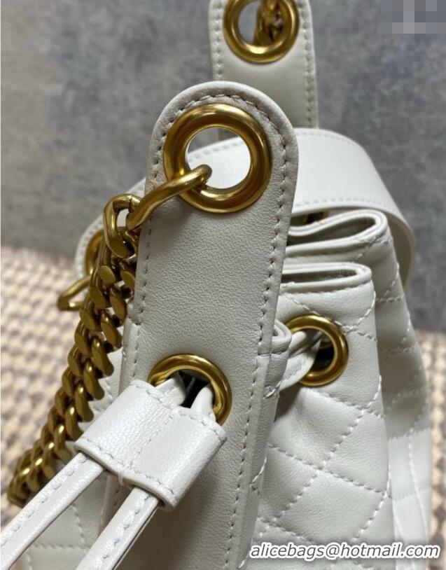 Super Quality Saint Laurent Cassandre Bucket Bag in Lambskin Leather 840886 White 2025