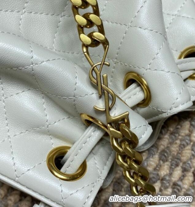 Super Quality Saint Laurent Cassandre Bucket Bag in Lambskin Leather 840886 White 2025