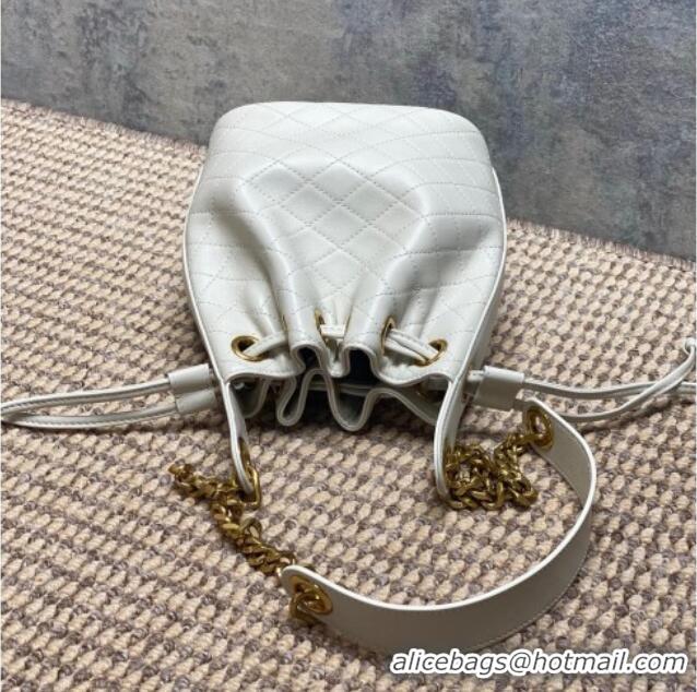 Super Quality Saint Laurent Cassandre Bucket Bag in Lambskin Leather 840886 White 2025