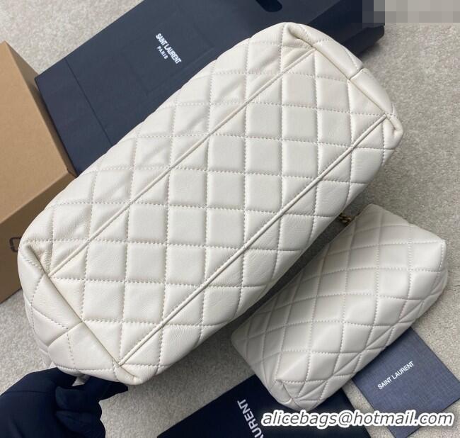Best Quality Saint Laurent Icare Medium Shopping Bag in Quilted Nappa Leather 858191 White 2025