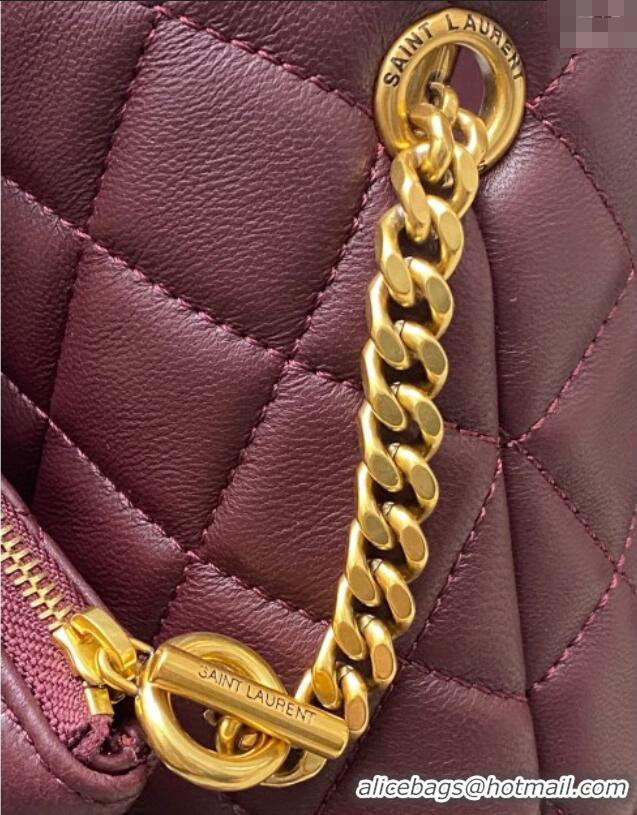 Buy Fashionable Saint Laurent Icare Medium Shopping Bag in Quilted Nappa Leather 858191 Burgundy 2025