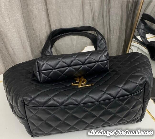 Top Grade Saint Laurent Icare Medium Shopping Bag in Quilted Nappa Leather 858191 Black 2025