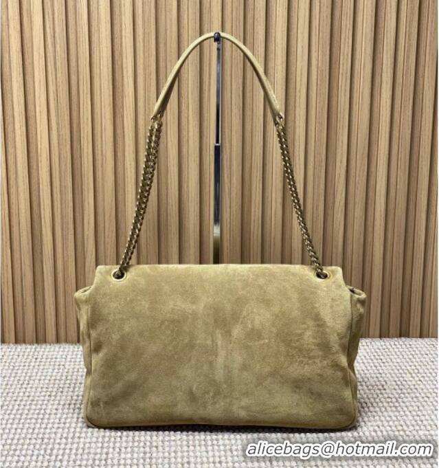Good Looking Saint Laurent Calypso Large Bag in Suede 777399 Khaki 2025