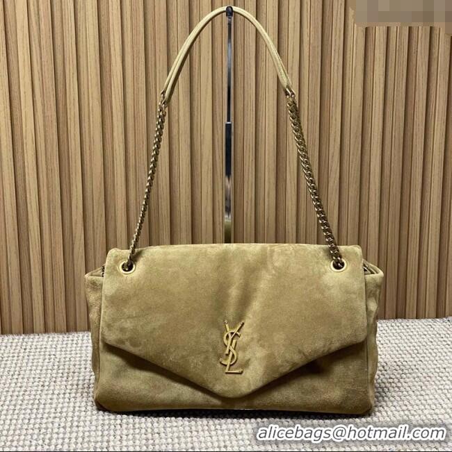 Good Looking Saint Laurent Calypso Large Bag in Suede 777399 Khaki 2025