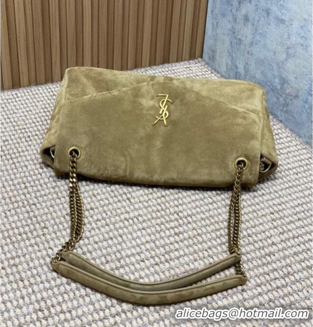 Good Looking Saint Laurent Calypso Large Bag in Suede 777399 Khaki 2025