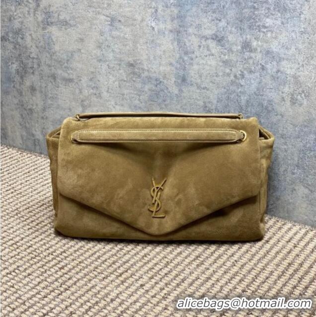 Good Looking Saint Laurent Calypso Large Bag in Suede 777399 Khaki 2025