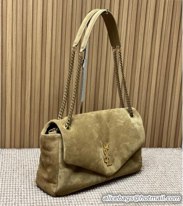 Good Looking Saint Laurent Calypso Large Bag in Suede 777399 Khaki 2025