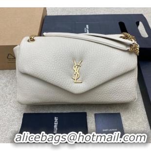 Top Quality Saint Laurent Calypso Large Bag in Grained Lambskin 777399 White 2025