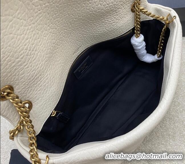 Top Quality Saint Laurent Calypso Large Bag in Grained Lambskin 777399 White 2025