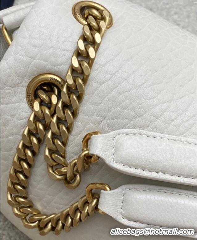 Top Quality Saint Laurent Calypso Large Bag in Grained Lambskin 777399 White 2025