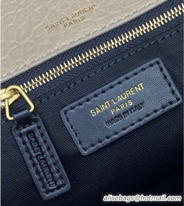 Super Quality Saint Laurent Calypso Large Bag in Grained Lambskin 777399 Beige Grey 2025