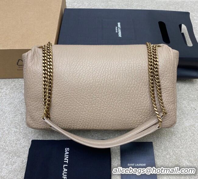 Super Quality Saint Laurent Calypso Large Bag in Grained Lambskin 777399 Beige Grey 2025