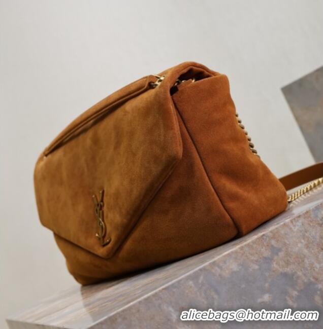 Promotional Saint Laurent Calypso Large Bag in Suede 777399 Brown Yellow 2025