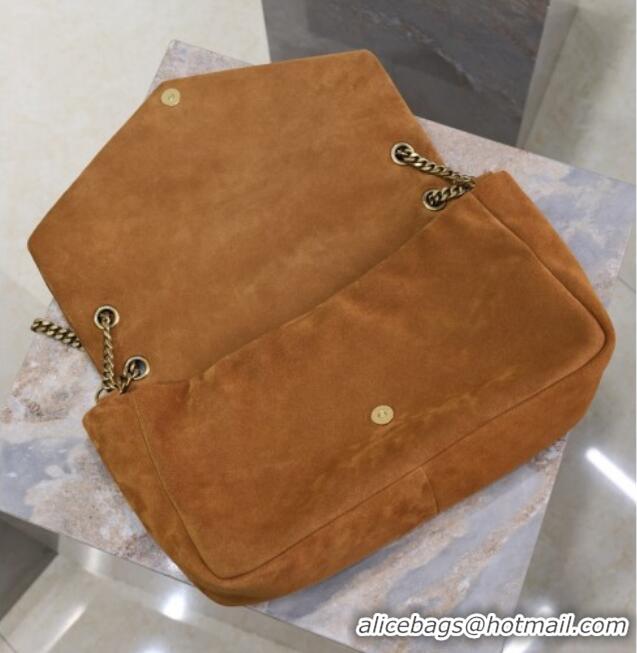 Promotional Saint Laurent Calypso Large Bag in Suede 777399 Brown Yellow 2025