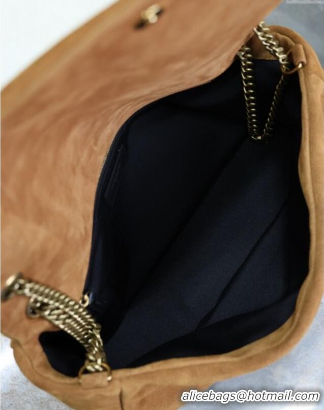 Promotional Saint Laurent Calypso Large Bag in Suede 777399 Brown Yellow 2025