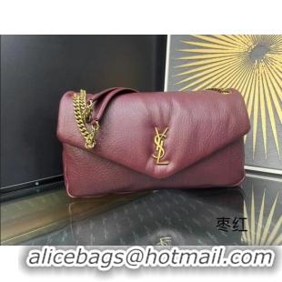 Best Price Saint Laurent Calypso Large Bag in Grained Lambskin 777399 Burgundy 2025