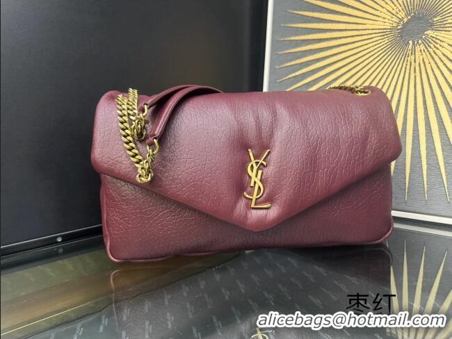 Best Price Saint Laurent Calypso Large Bag in Grained Lambskin 777399 Burgundy 2025