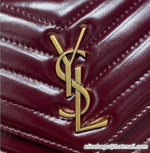 Promotional Saint Laurent Cassandre Envelope Chain Wallet in Matelasse Patent Leather 742920 Wine Red 2025