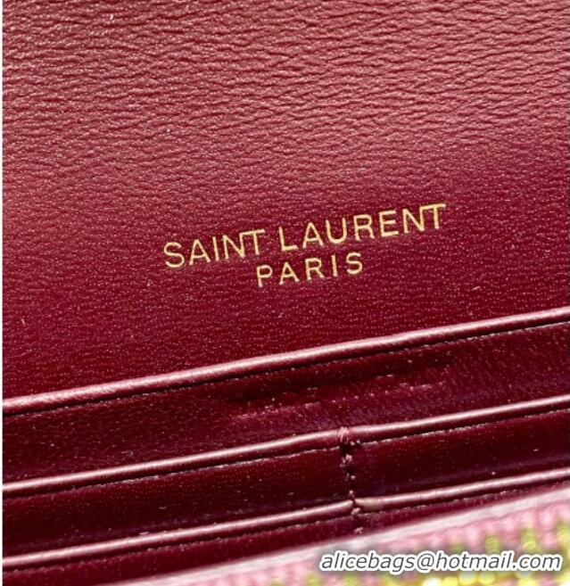Promotional Saint Laurent Cassandre Envelope Chain Wallet in Matelasse Patent Leather 742920 Wine Red 2025