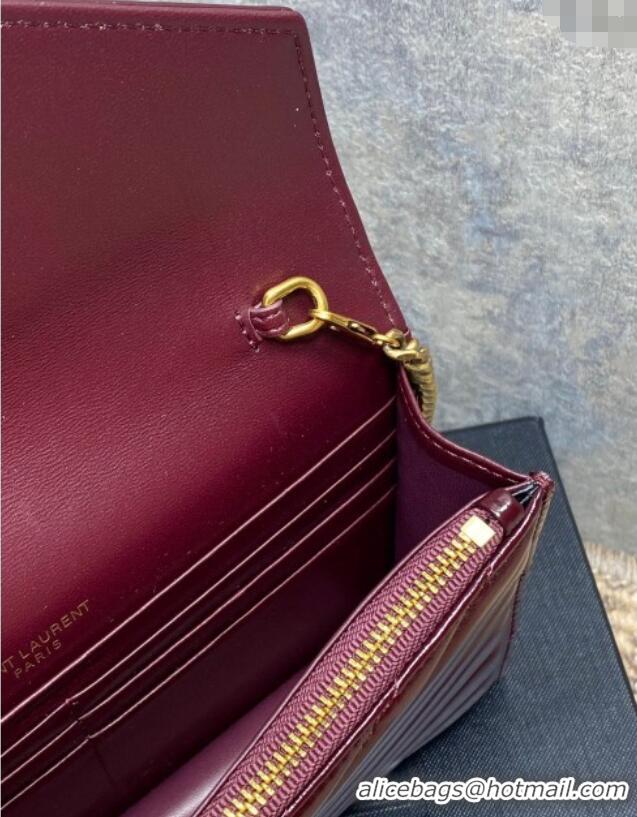 Promotional Saint Laurent Cassandre Envelope Chain Wallet in Matelasse Patent Leather 742920 Wine Red 2025